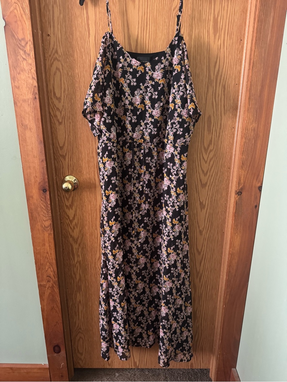 Buffalo David Bitton Black Maxi Dress with Pink and Yellow Floral Print